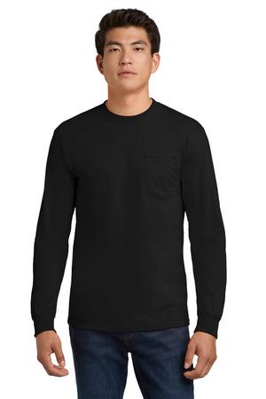 Gildan - Ultra Cotton 100% US Cotton Long Sleeve T-Shirt with Pocket.  2410